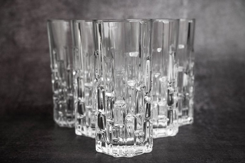 Crystal Texture Drinking Glass - Elegant, Geometric Design