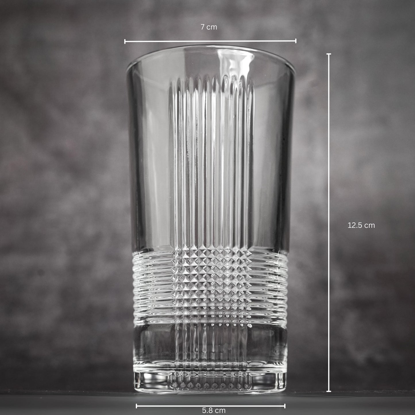 Clear Textured Drinking Glass - Modern, Stylish Design