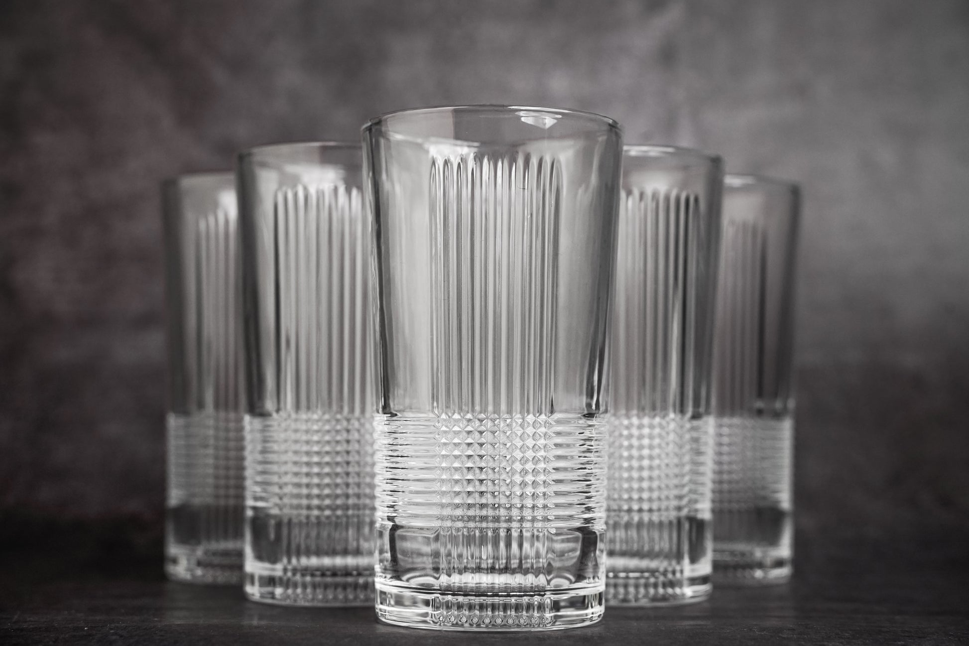 Clear Textured Drinking Glass - Modern, Stylish Design
