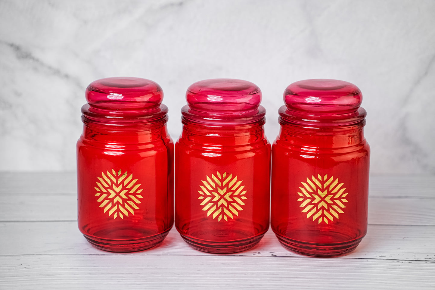 The Glassware Company | Decorative Glass Storage Jar - Set of 3