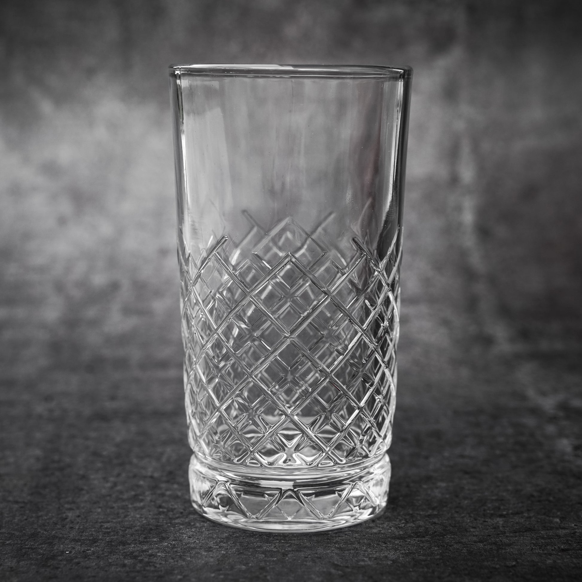 Elegant Tall Glass with Diamond Pattern