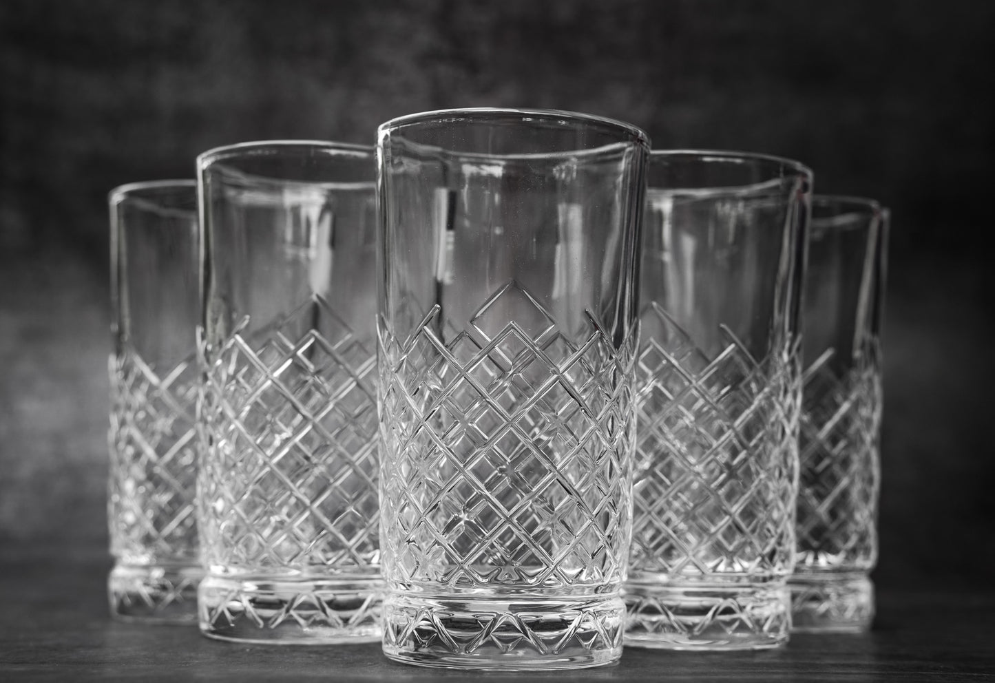 Elegant Tall Glass with Diamond Pattern