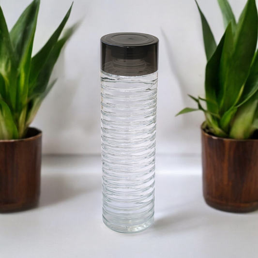 Rippled Tall Glass Bottle with Airtight Cap