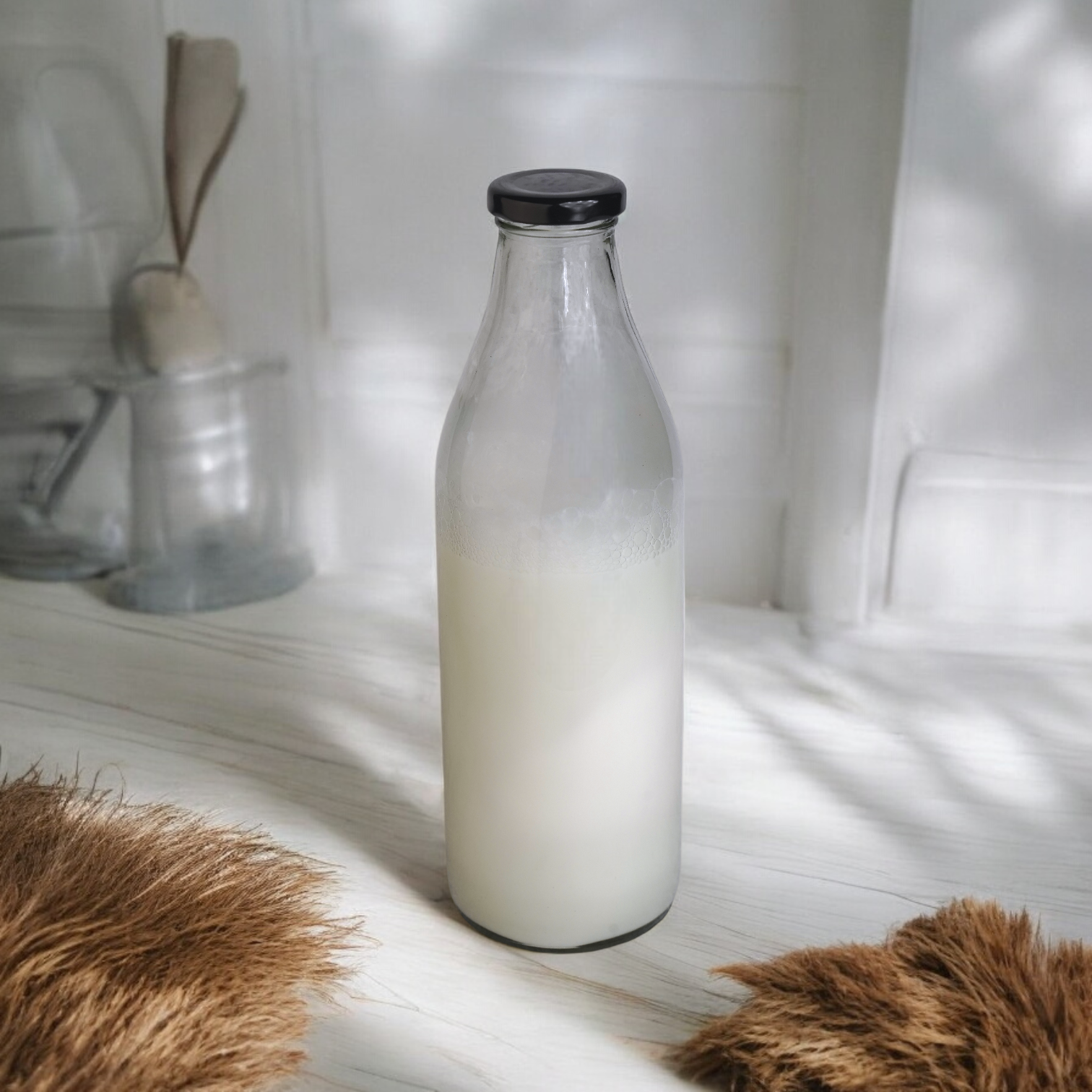 Clear Glass Milk Bottle