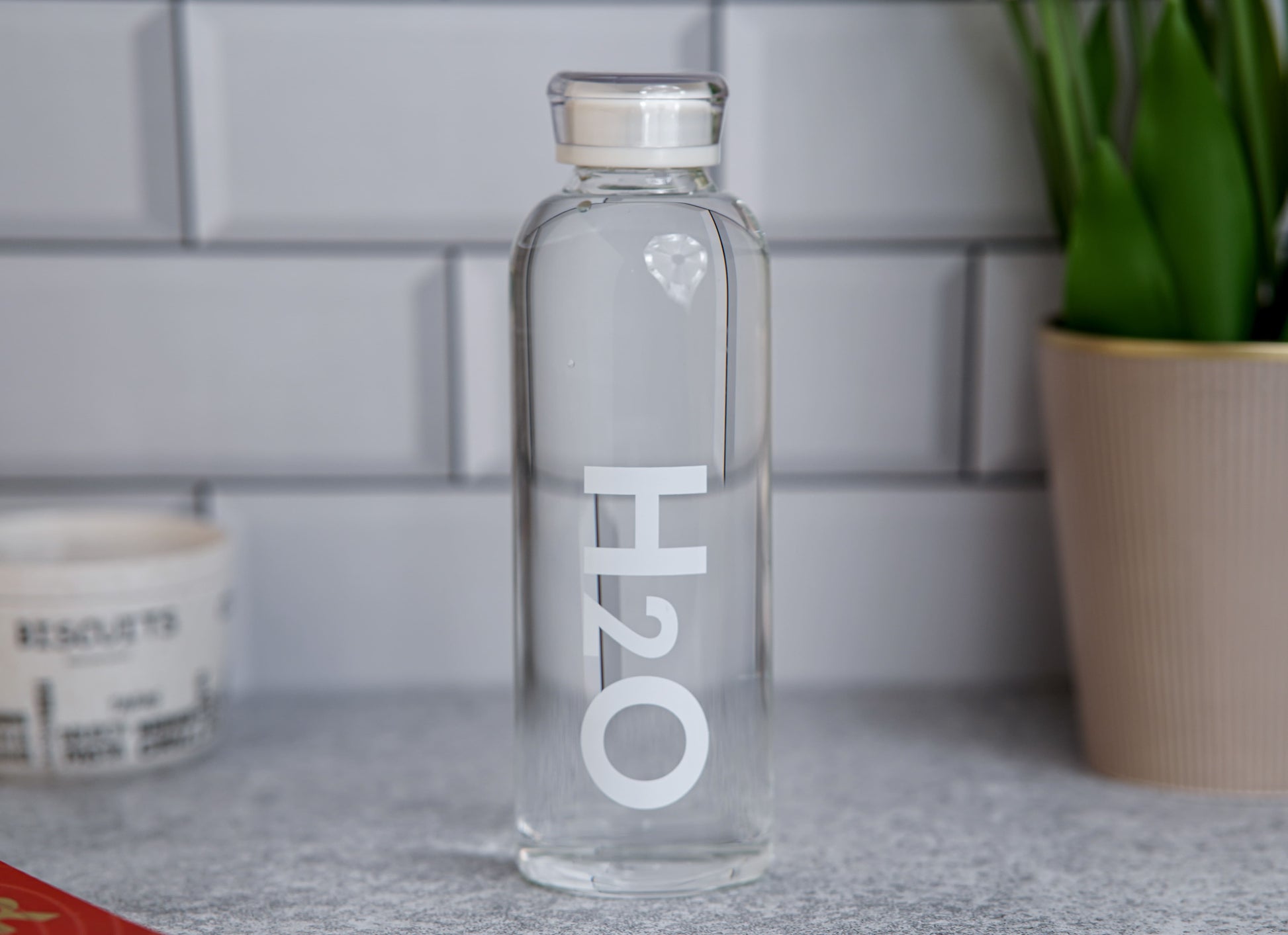 H2O Glass Water Bottle - Clear Glass, 750ml capacity