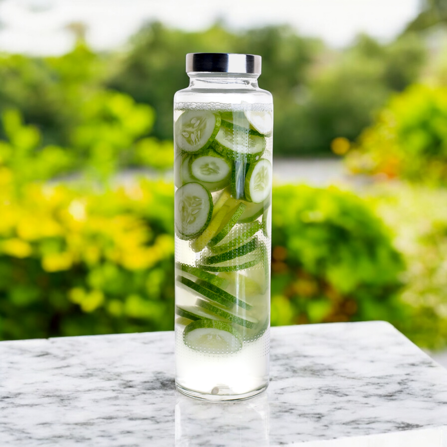 Glass Water Bottle with Metal Cap